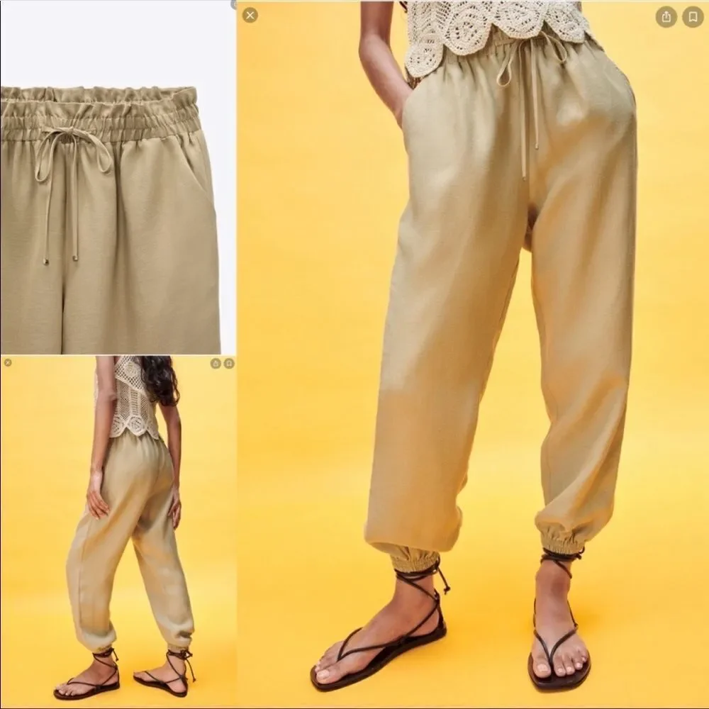 ✨ Zara Linen Blend Paperbag Jogger Pants✨